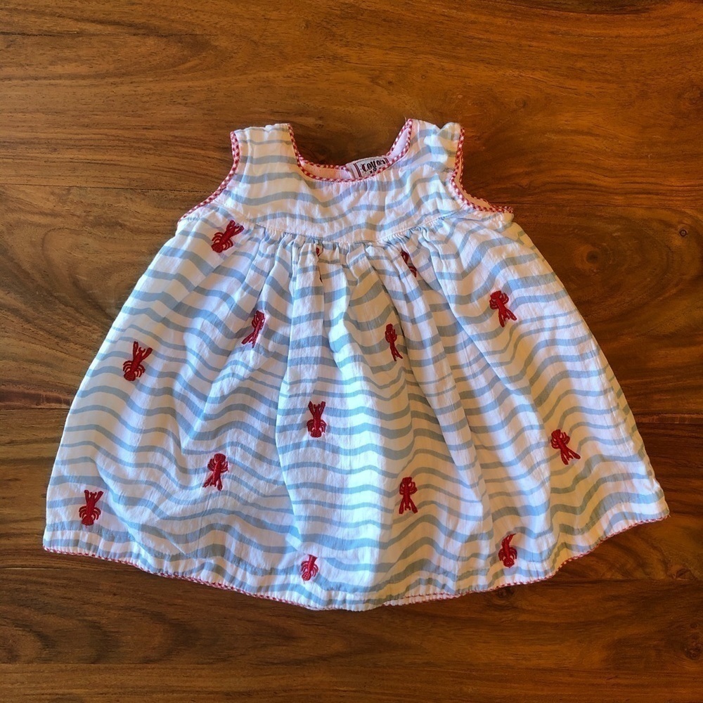 Cotton Kids Stripe with Red Lobsters Dress